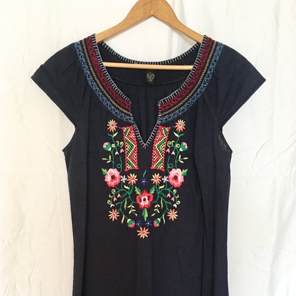 Linen blend boho dress, sz M - Picture 1 of 5